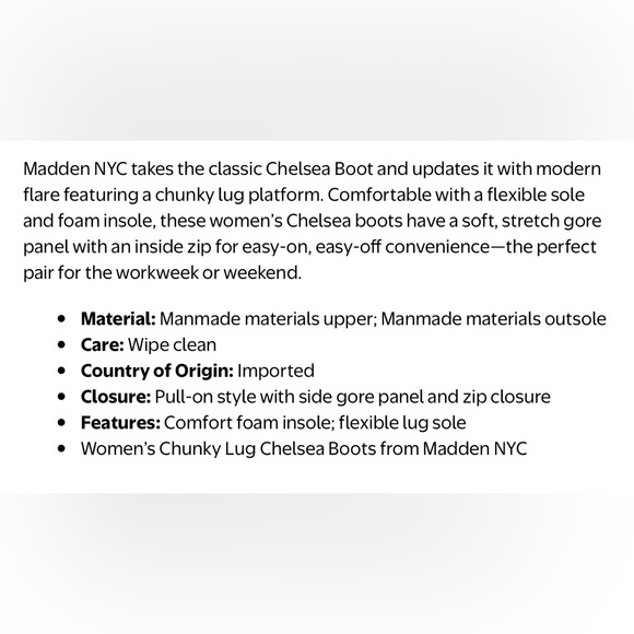 Madden NYC Women's Chunky Lug Chelsea Boots Size 9 - Picture 12 of 13